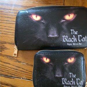 The Black Cat Wallet and Coin Purse Set - Black with Amber Eyes